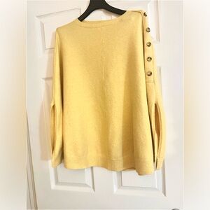 J. Jill NWOT Sweater Poncho Butter Yellow Button Detail One Size Fits All